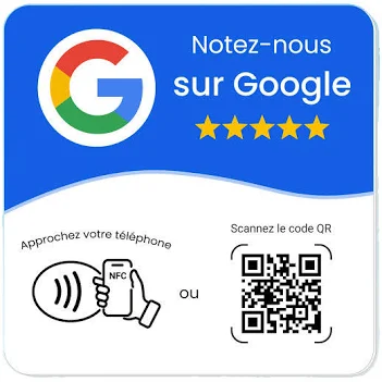 Carte NFC TAP AVIS bleue : Notez-nous sur Google, avec puce NFC et QR code